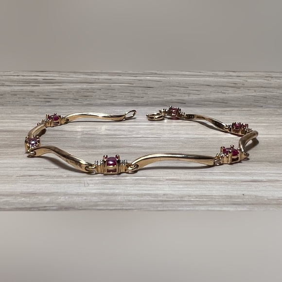 Vintage Prime Art Gold Over Sterling Silver Tourmaline Bracelet, 7.5", 5.5g - Picture 2 of 6